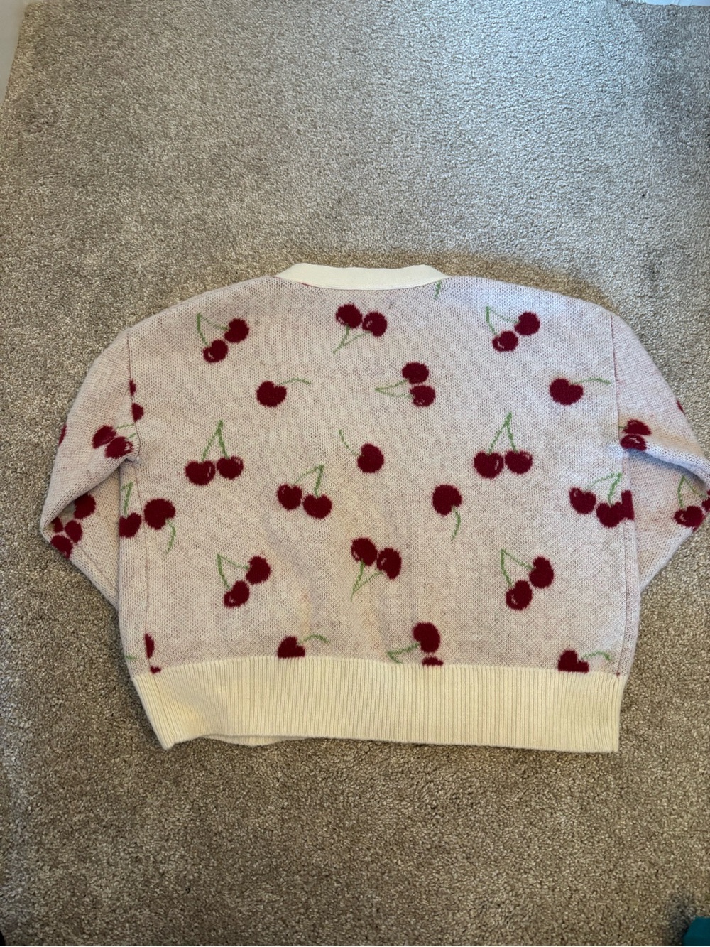 Pink Cherry-Print Button Cardigan - Picture 2 of 2